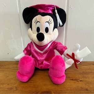 Vintage Kcare Minnie Mouse Graduation 13" Plush W diploma Disney Pink Cap & Gown